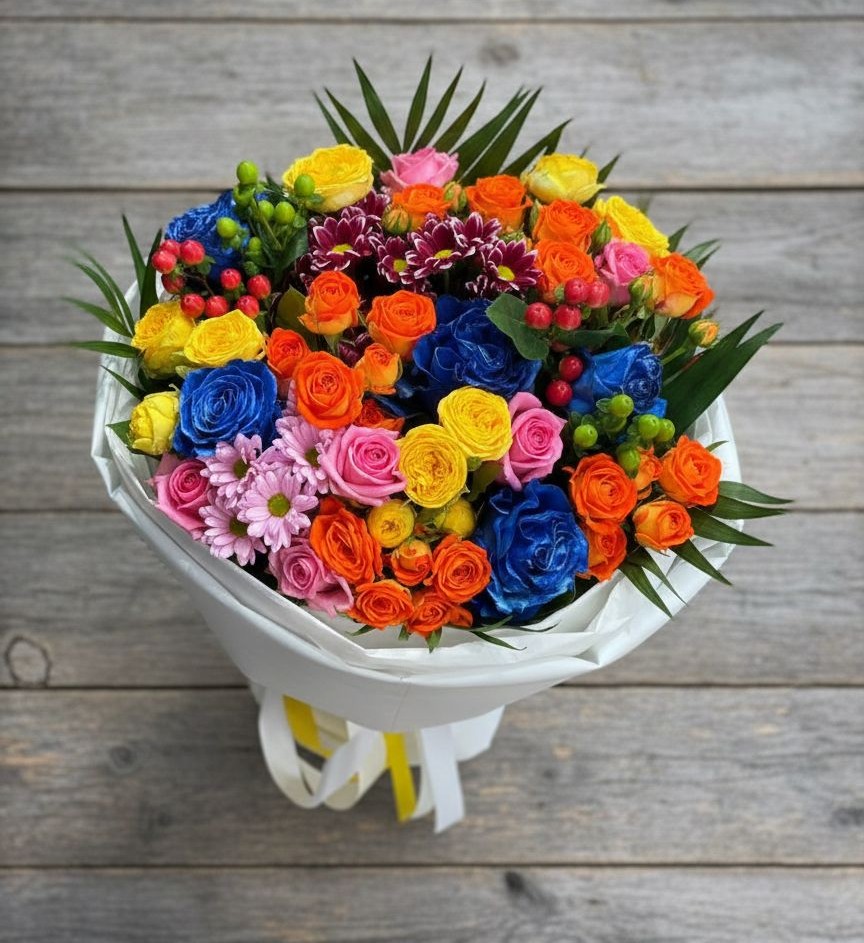 Букет цветов из: Розы и Хризантемы в Крыму Ростовская область