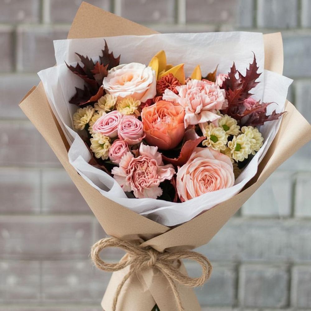 Букет цветов из: Гвоздики, Хризантемы и Розы в Крыму Ростовская область