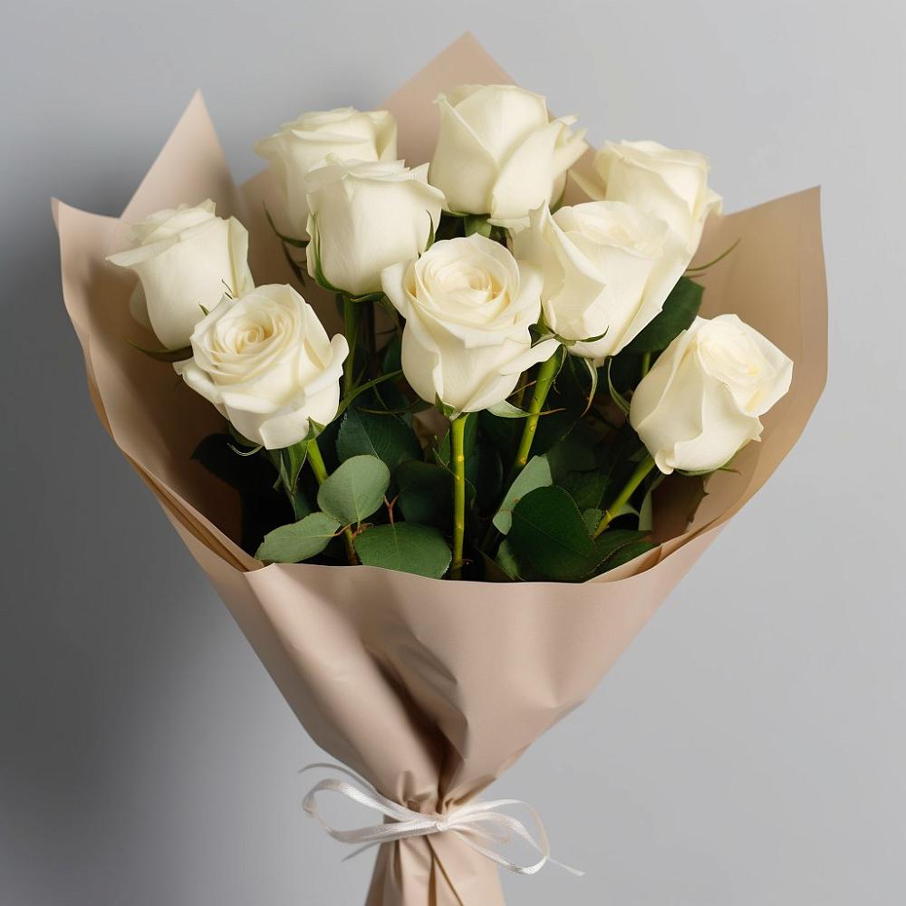 Букет 9 Белых роз Эдлесс Лав в Крыму Ростовская область