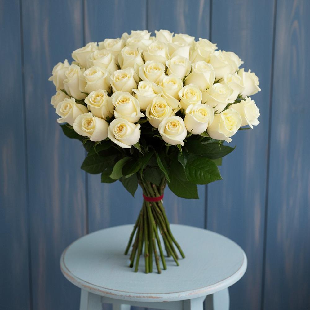 Букет 51 Белая роза Эдлесс Лав в Крыму Ростовская область