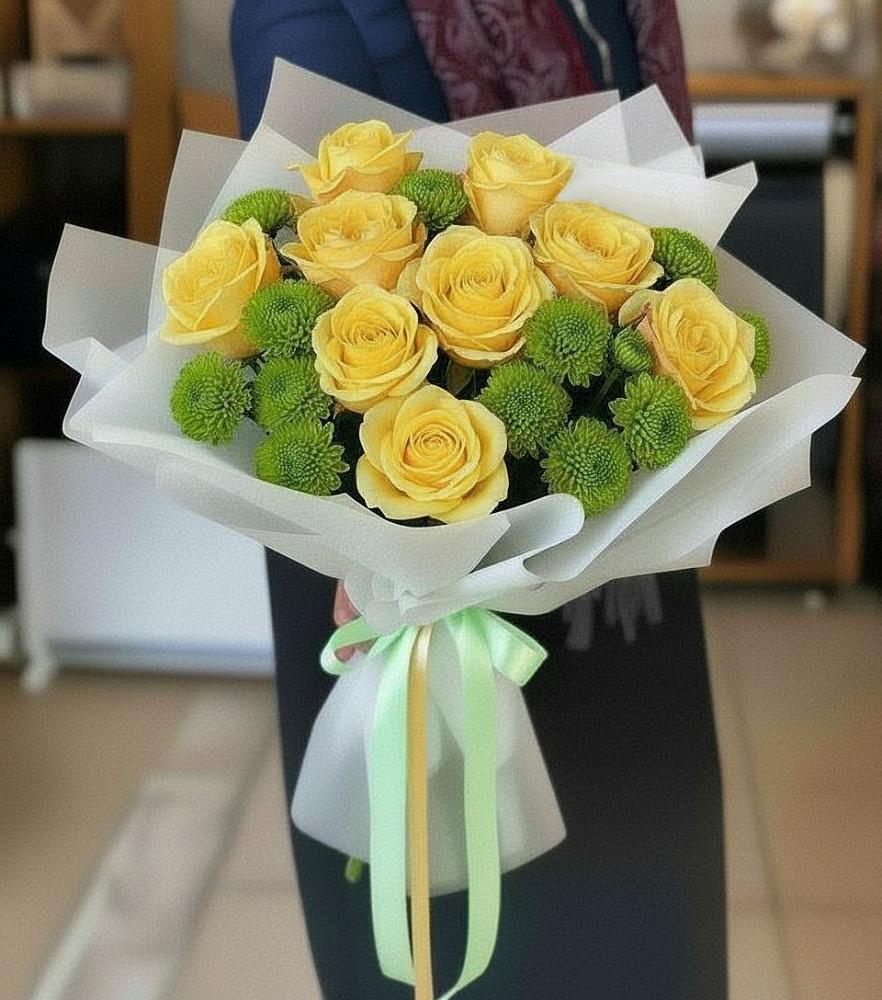 Букет цветов из: Хризантемы и Розы в Крыму Ростовская область