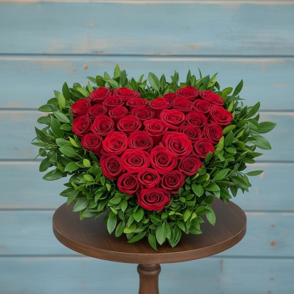 Цветочная композиция из Розы в виде сердца в Крыму Ростовская область