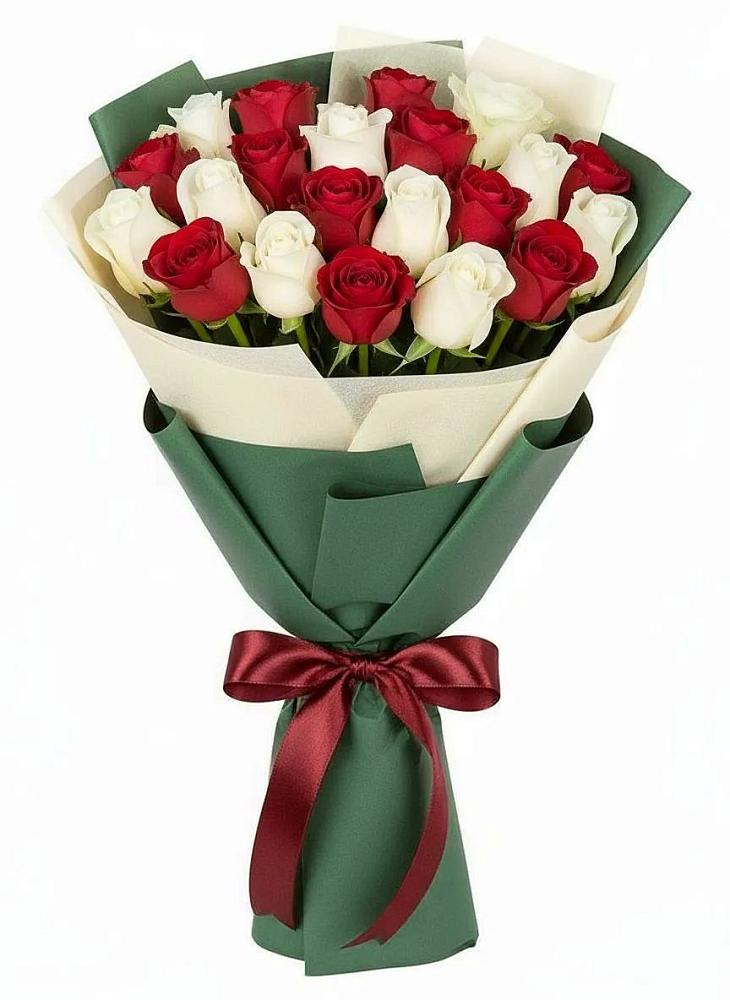 Букет Микс из красных и белых роз в Крыму Ростовская область