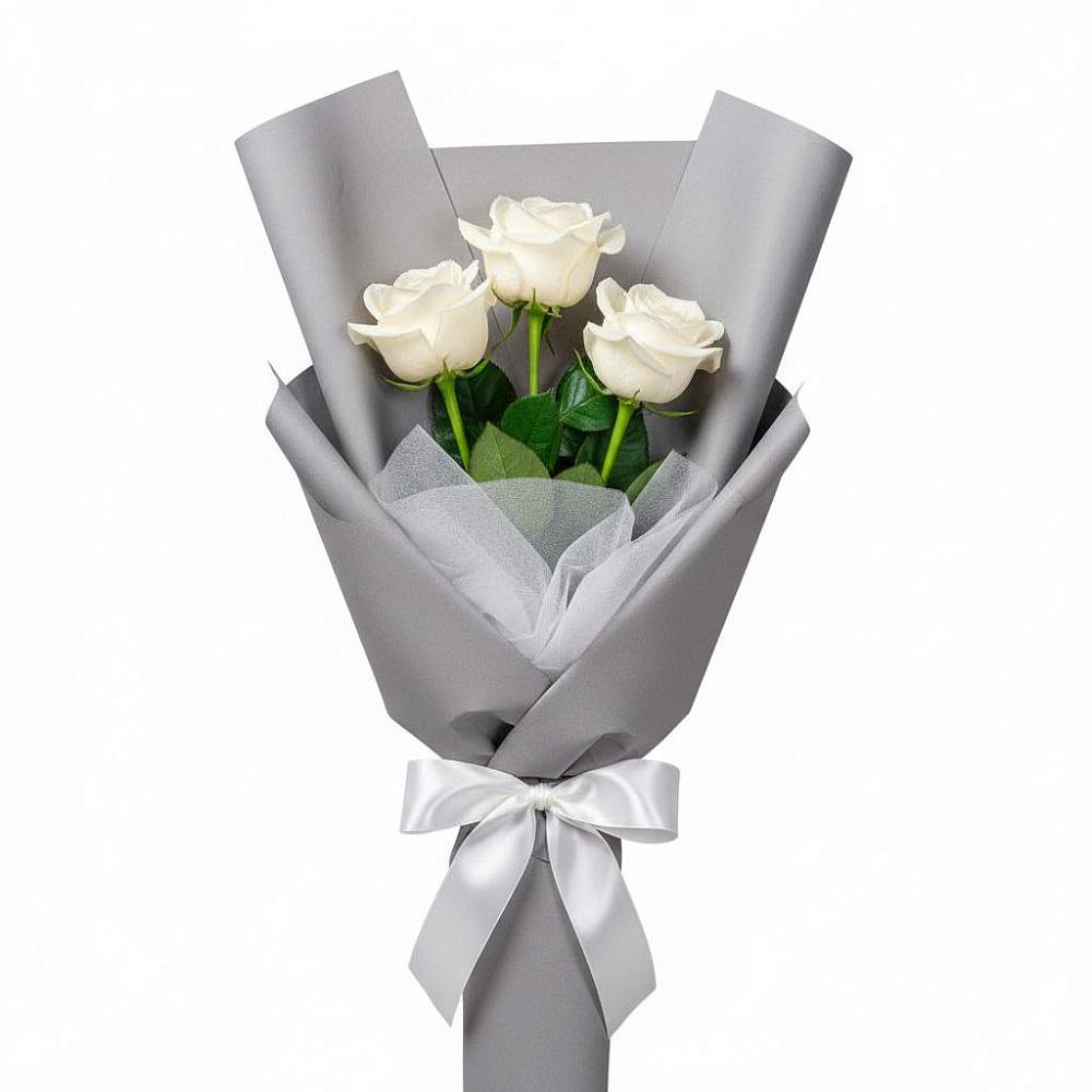 Букет 3 белые розы в Крыму Ростовская область