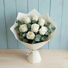 Букет Белые розы в Эвкалипте #REPLACE_PRED# Крыму Ростовская область