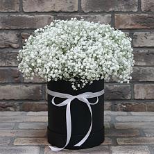 Цветочная композиция из Гипсофила в шляпной коробке в Крыму Ростовская область