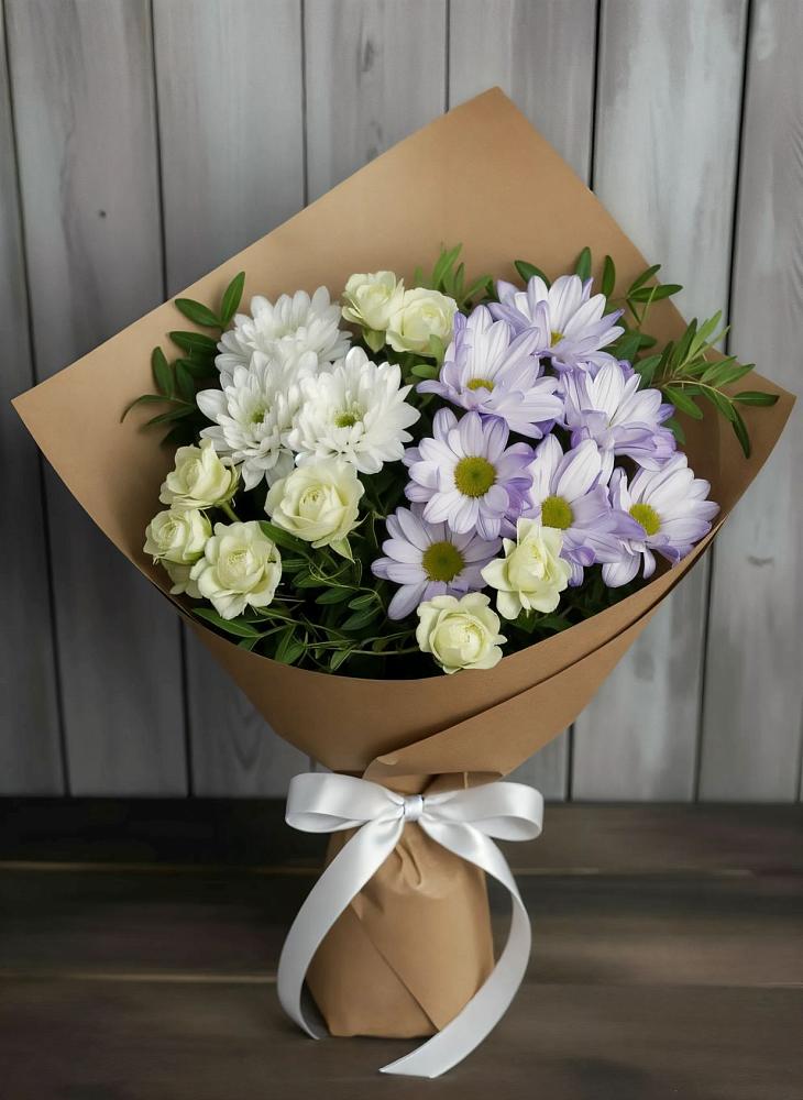 Букет цветов из: Хризантемы и Розы в Крыму Ростовская область